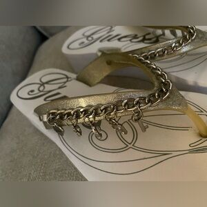 Vintage GUESS White Wedge Sandals with silver charms (RARE)